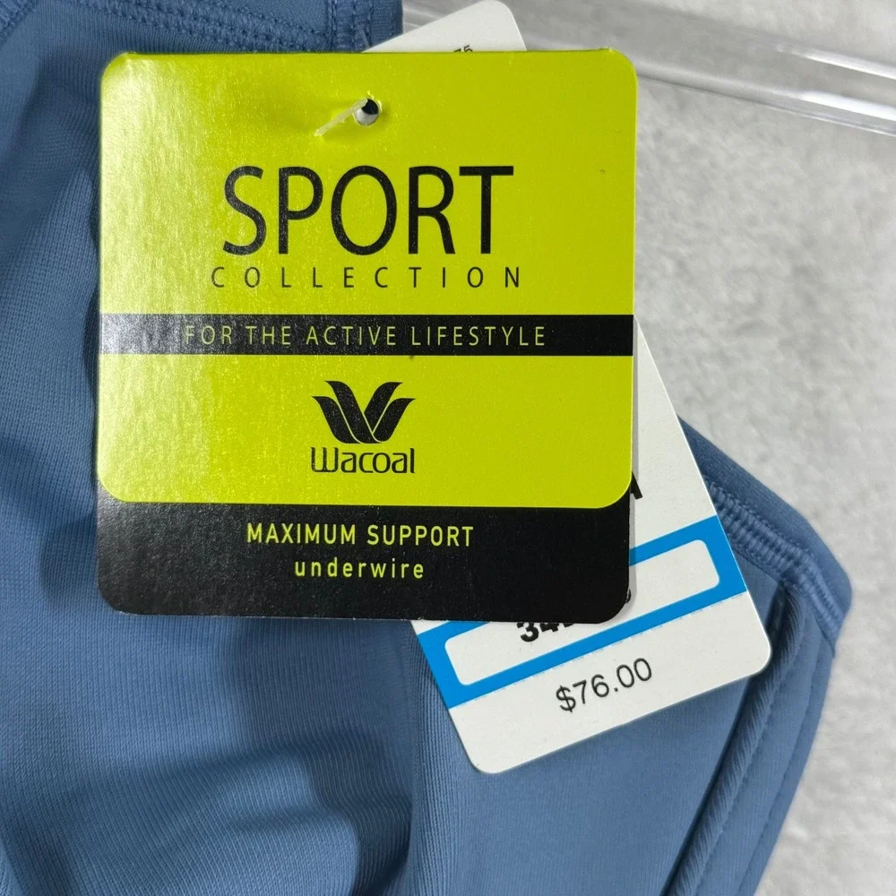Wacoal Sport Maximum Support Underwire Bra 855170 Blue 34DDD NWT
